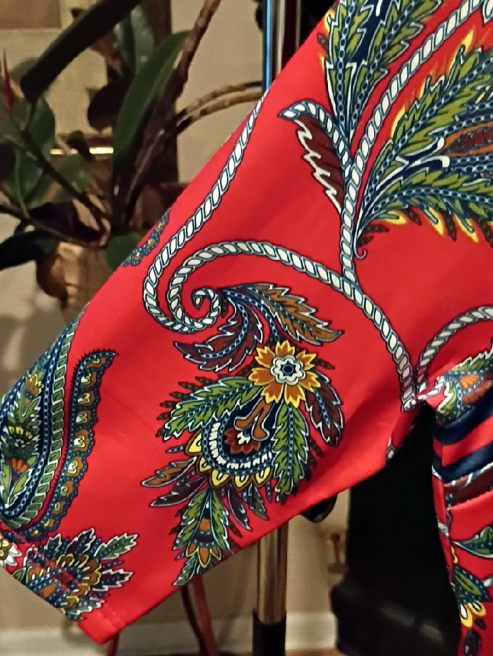 FINAL PRICE Gretchen Scott Red Multicolored Paisley Rope Print Blouse - Picture 7 of 15